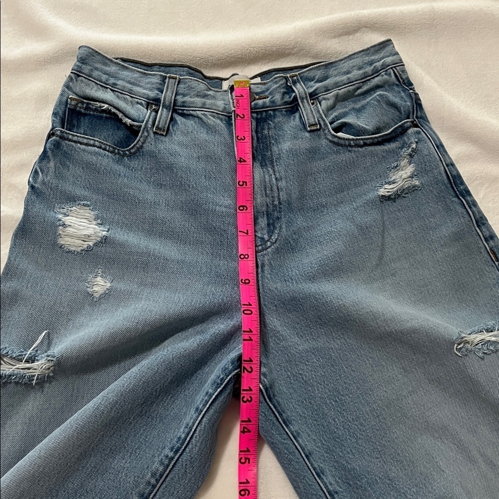 Frame Barrel High Rise Nappa Rips Distressed Cropped Jeans - Picture 9 of 15